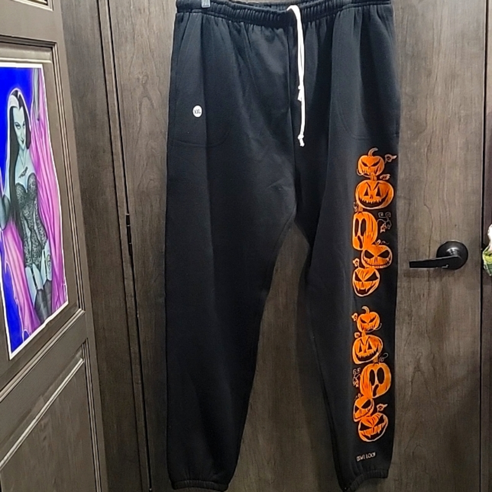 Too Fast Black and Orange Pumpkin Joggers